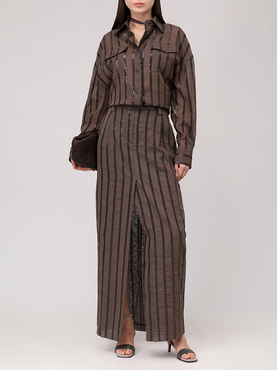 Рубашка хлопковая BRUNELLO CUCINELLI MH911SO306 C8705+ Коричневый  Фото 2