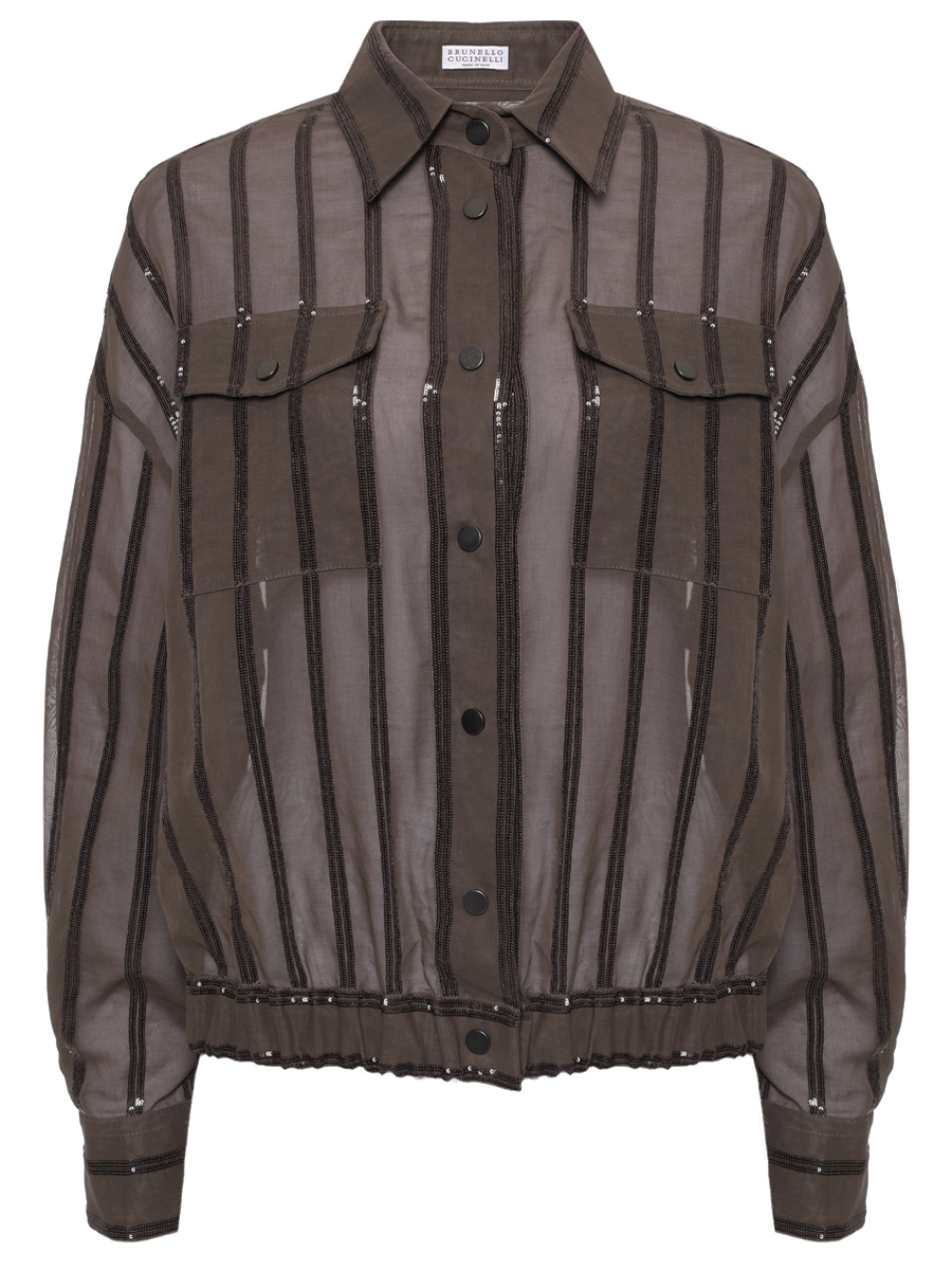 Рубашка хлопковая BRUNELLO CUCINELLI MH911SO306 C8705+ Коричневый 