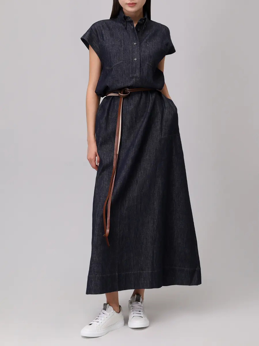 Платье джинсовое BRUNELLO CUCINELLI MB125AHA92 C001+ Синий  Фото 2