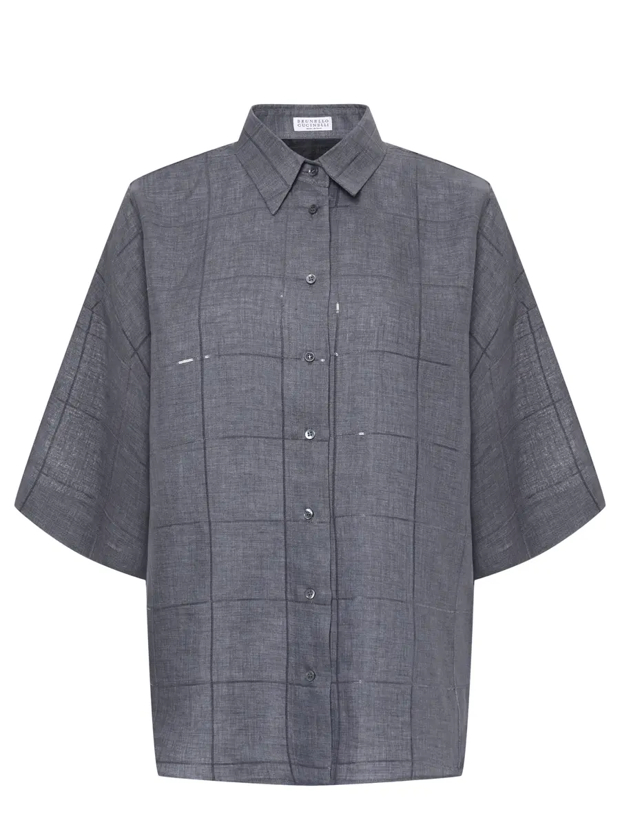 Рубашка льняная BRUNELLO CUCINELLI MM633RH706 C433+ Серый 