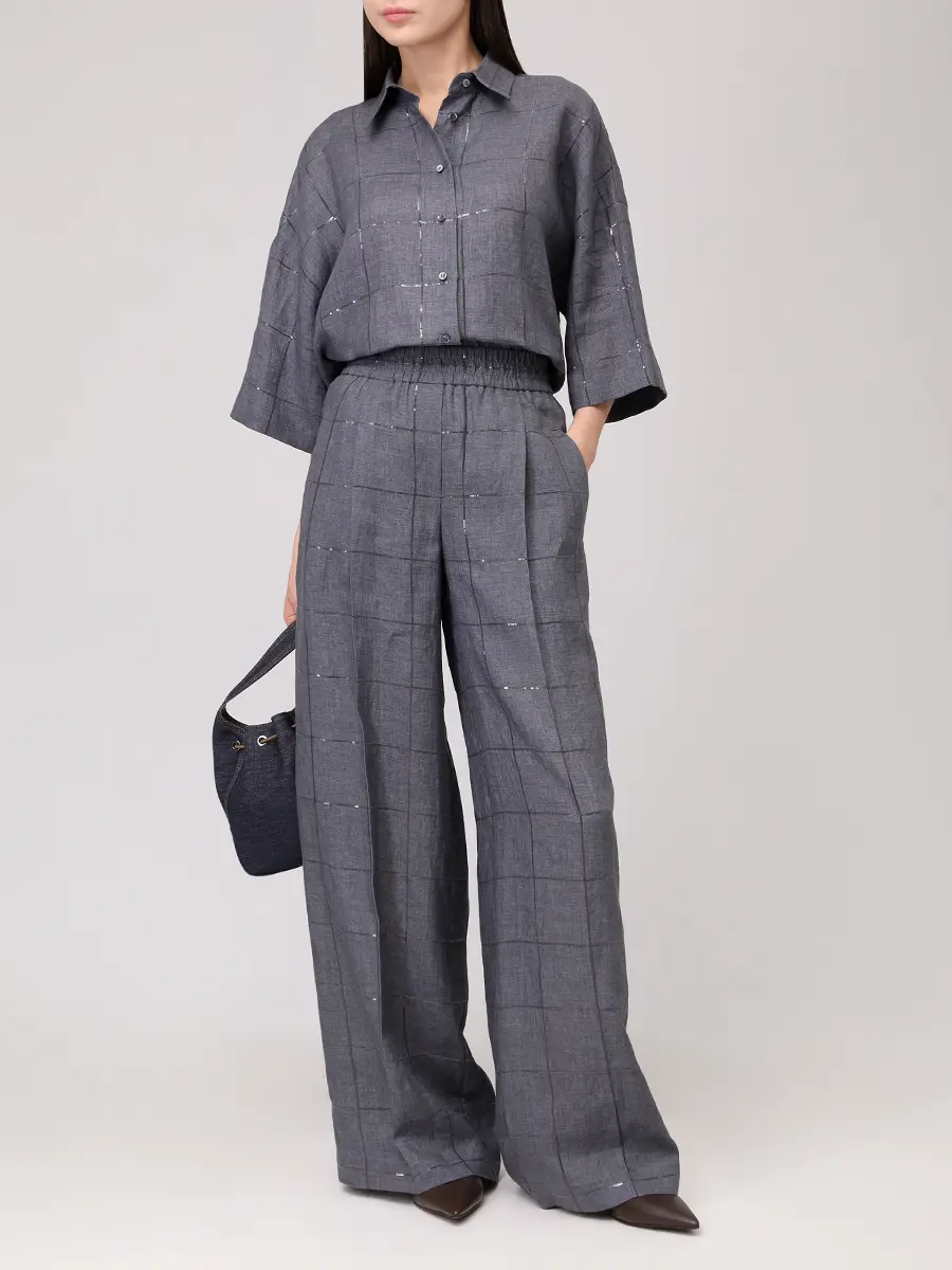 Рубашка льняная BRUNELLO CUCINELLI MM633RH706 C433+ Серый  Фото 2