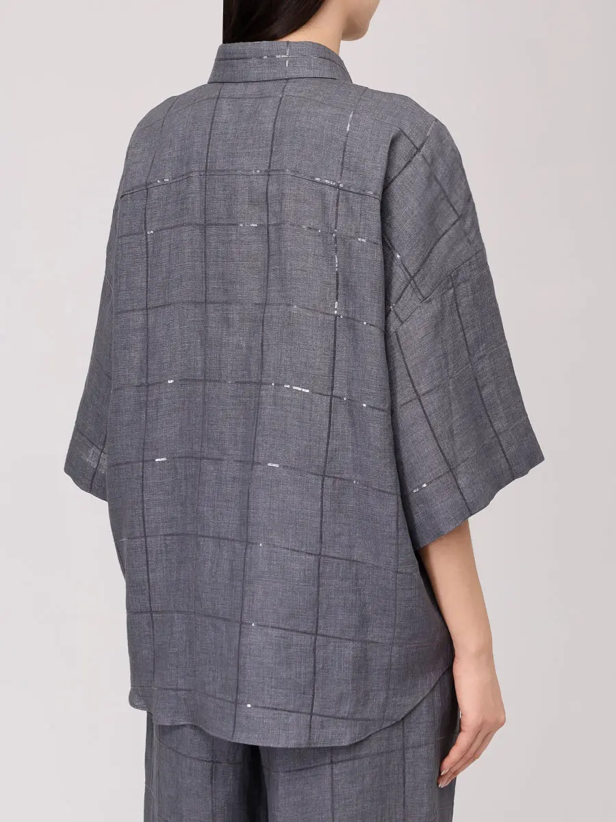 Рубашка льняная BRUNELLO CUCINELLI MM633RH706 C433+ Серый  Фото 3