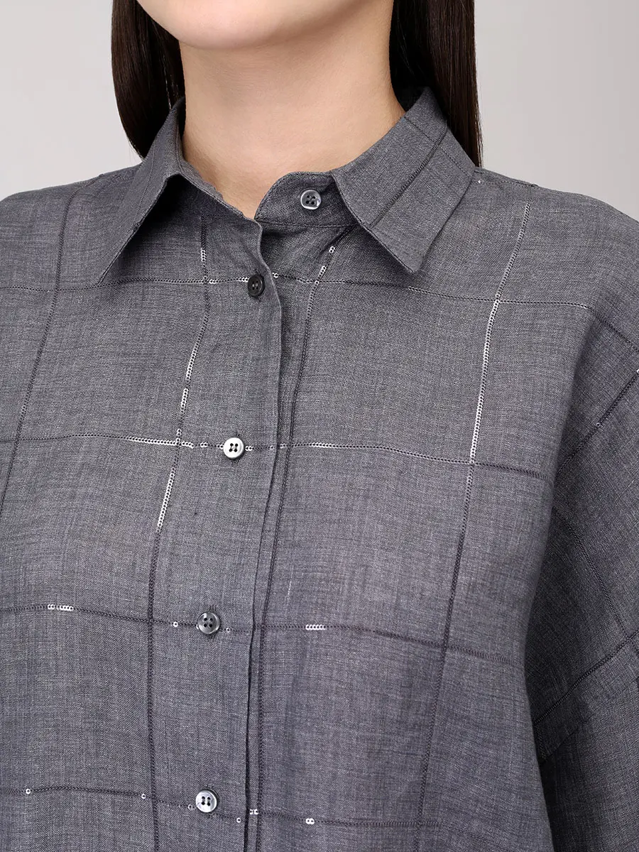 Рубашка льняная BRUNELLO CUCINELLI MM633RH706 C433+ Серый  Фото 5