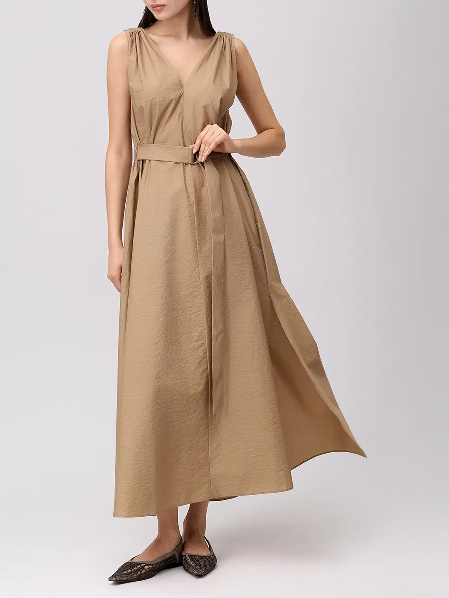 Платье хлопковое BRUNELLO CUCINELLI M0F79A5092 C2871+ Бежевый  Фото 2