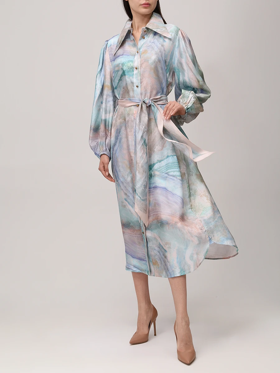 Платье шелковое ZIMMERMANN 0851DS251 Голубой  Фото 2