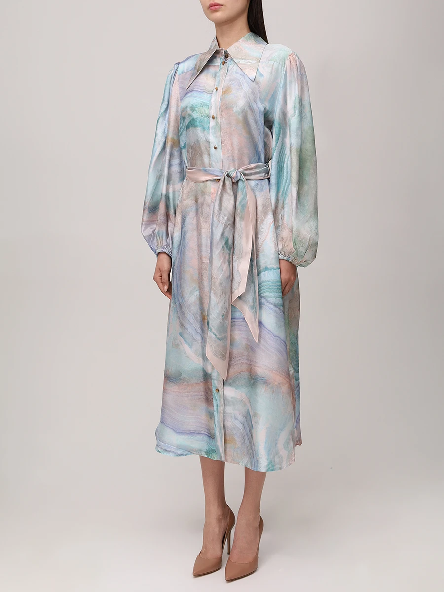 Платье шелковое ZIMMERMANN 0851DS251 Голубой  Фото 4