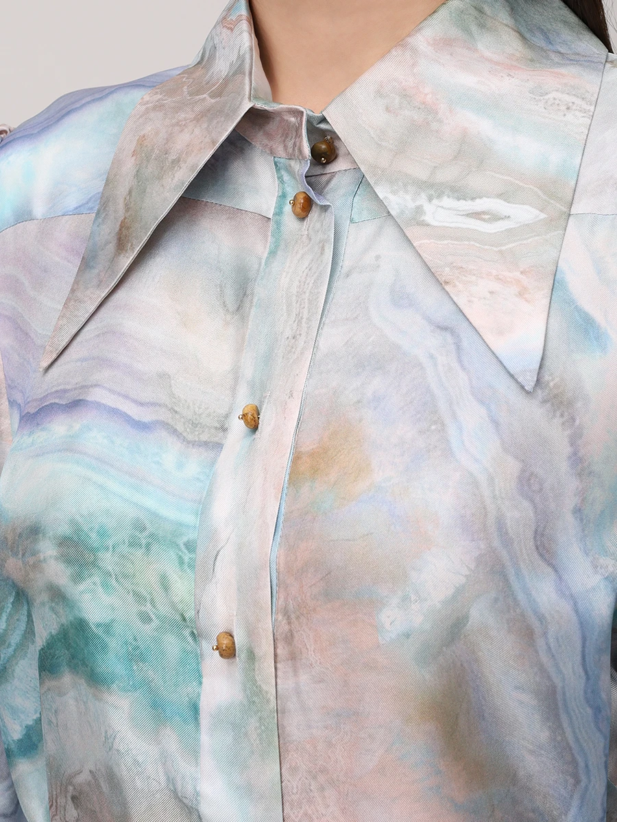 Платье шелковое ZIMMERMANN 0851DS251 Голубой  Фото 5