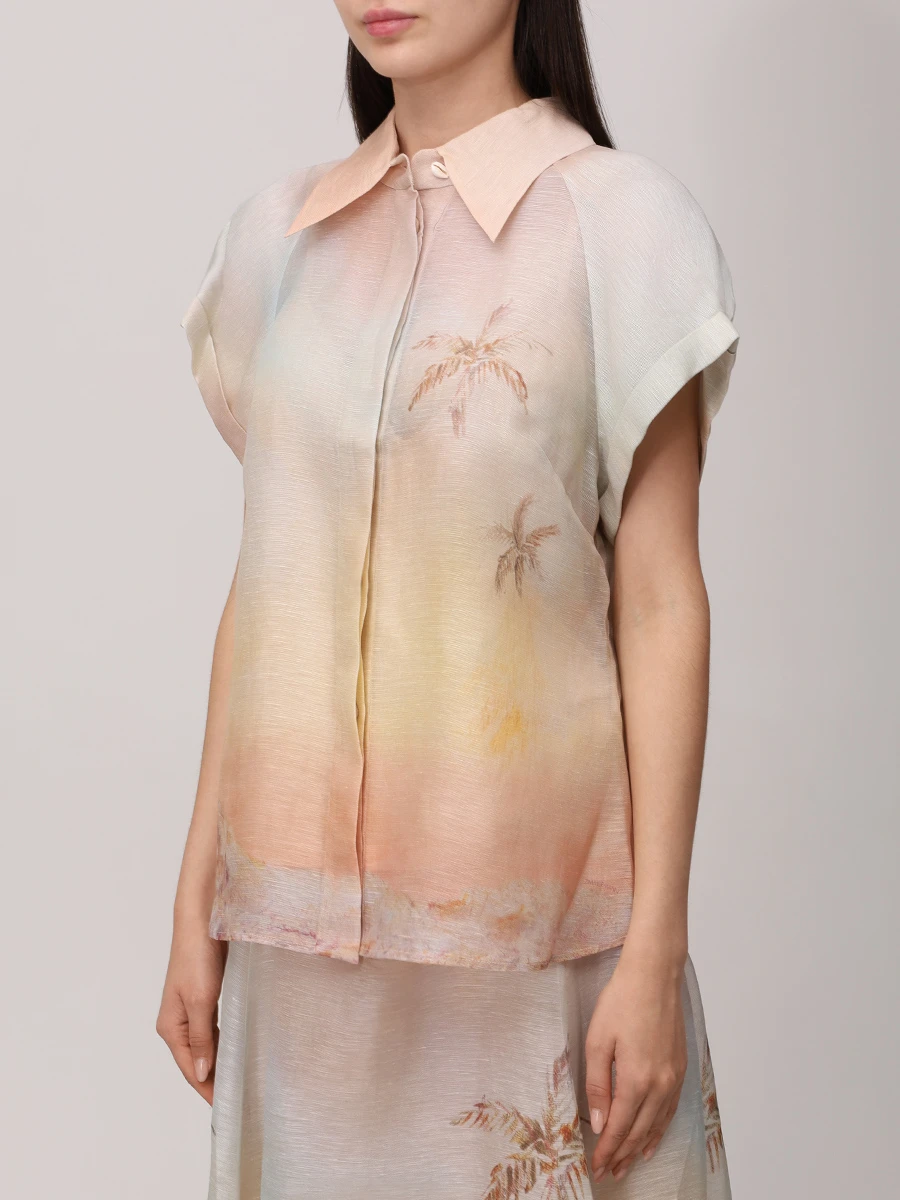 Рубашка изо льна и шелка ZIMMERMANN 4673TS251 Мультиколор  Фото 4