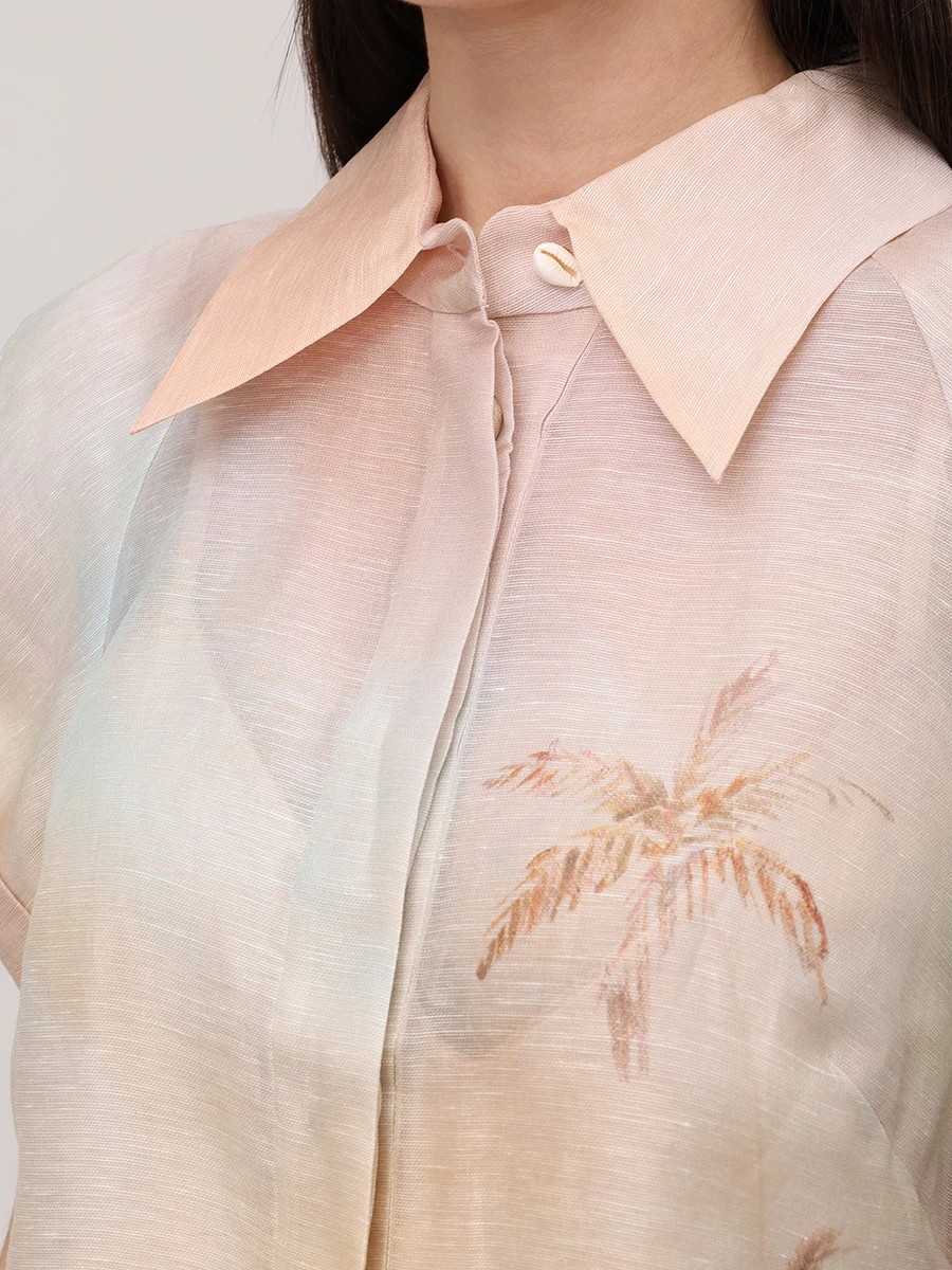 Рубашка изо льна и шелка ZIMMERMANN 4673TS251 Мультиколор  Фото 5