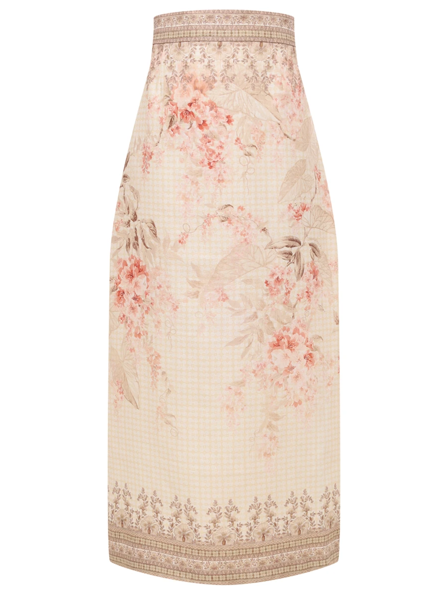 Юбка льняная ZIMMERMANN 9995SS251 Цветочный принт 