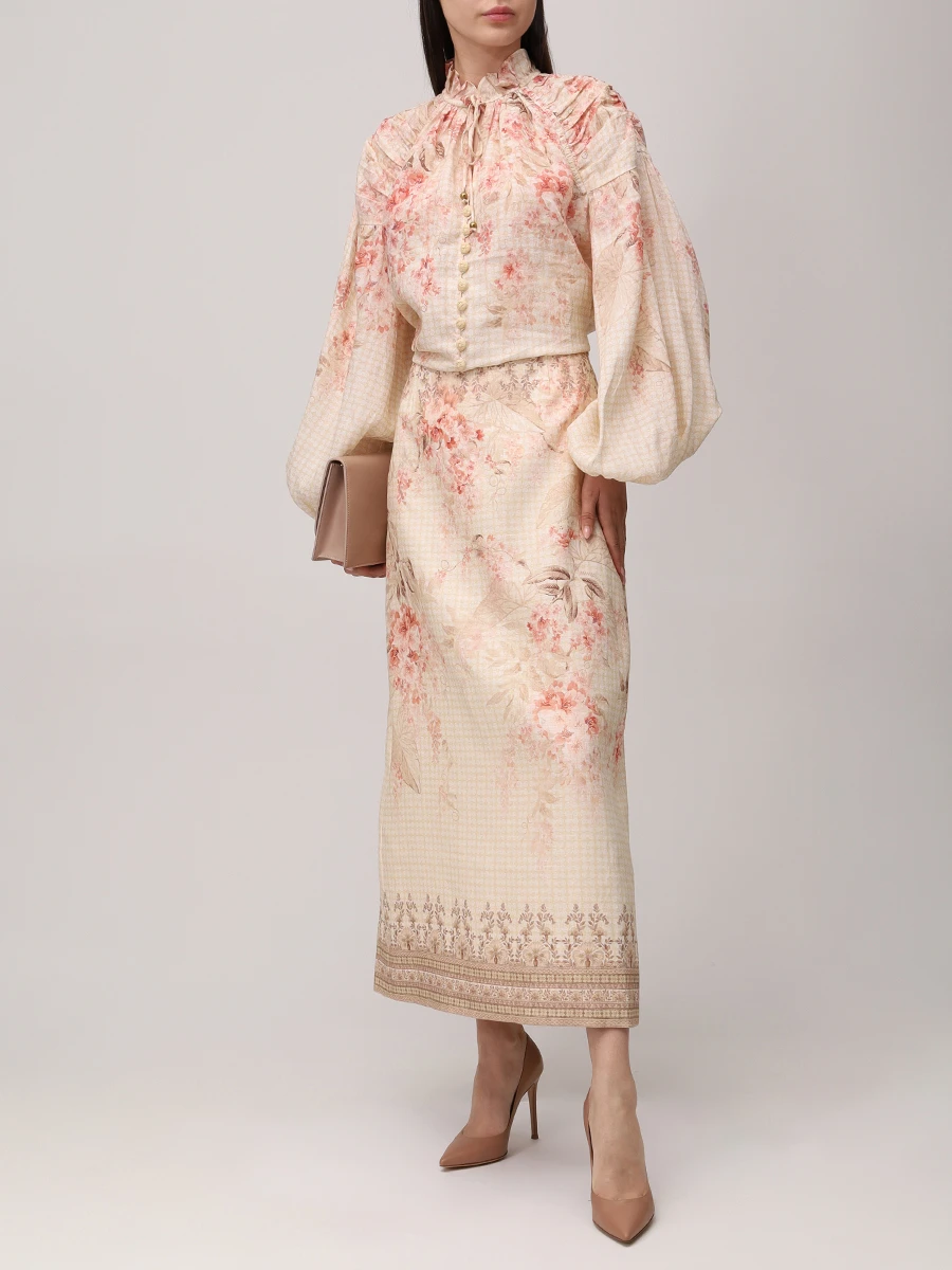 Юбка льняная ZIMMERMANN 9995SS251 Цветочный принт  Фото 2