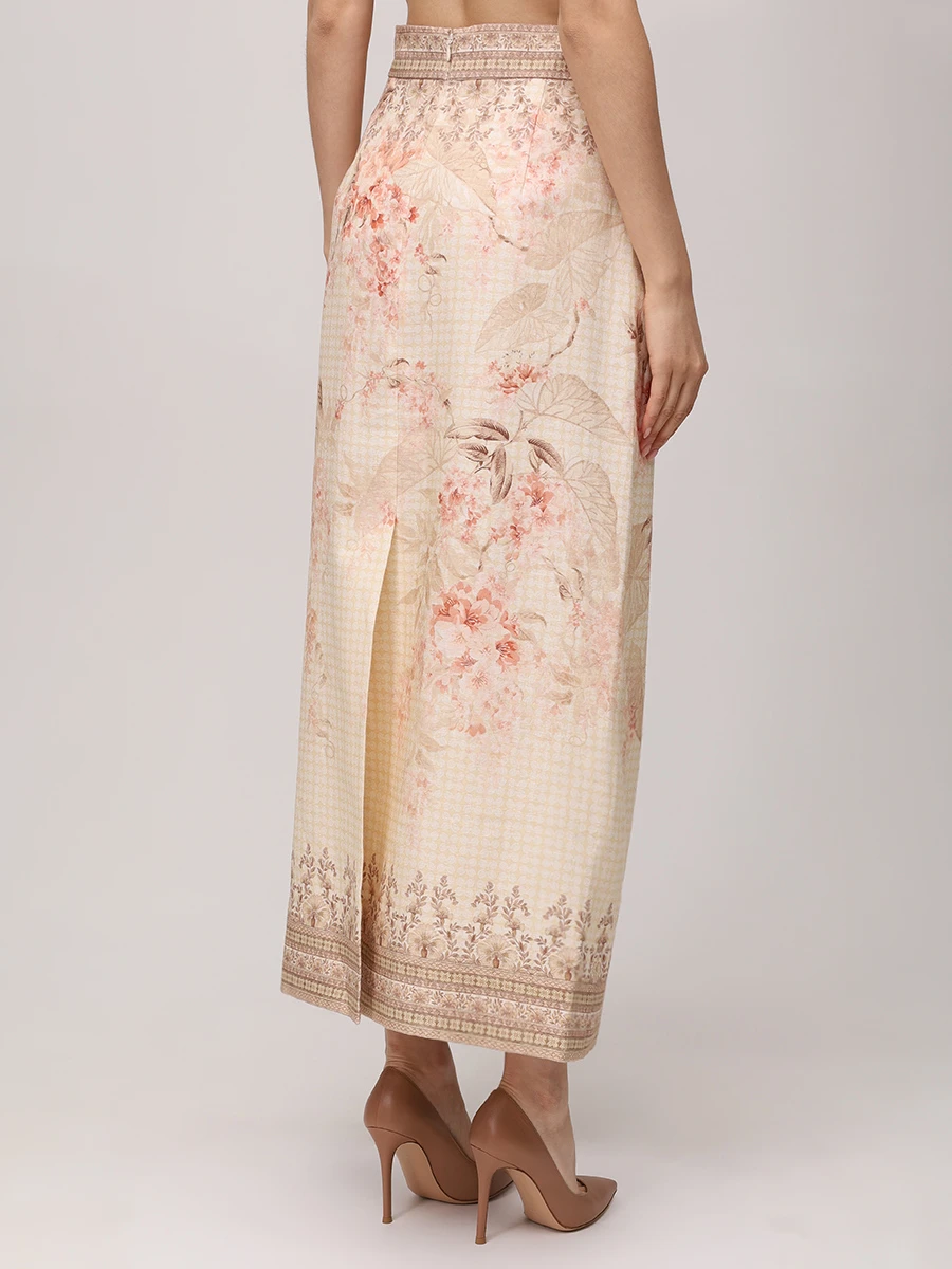 Юбка льняная ZIMMERMANN 9995SS251 Цветочный принт  Фото 3