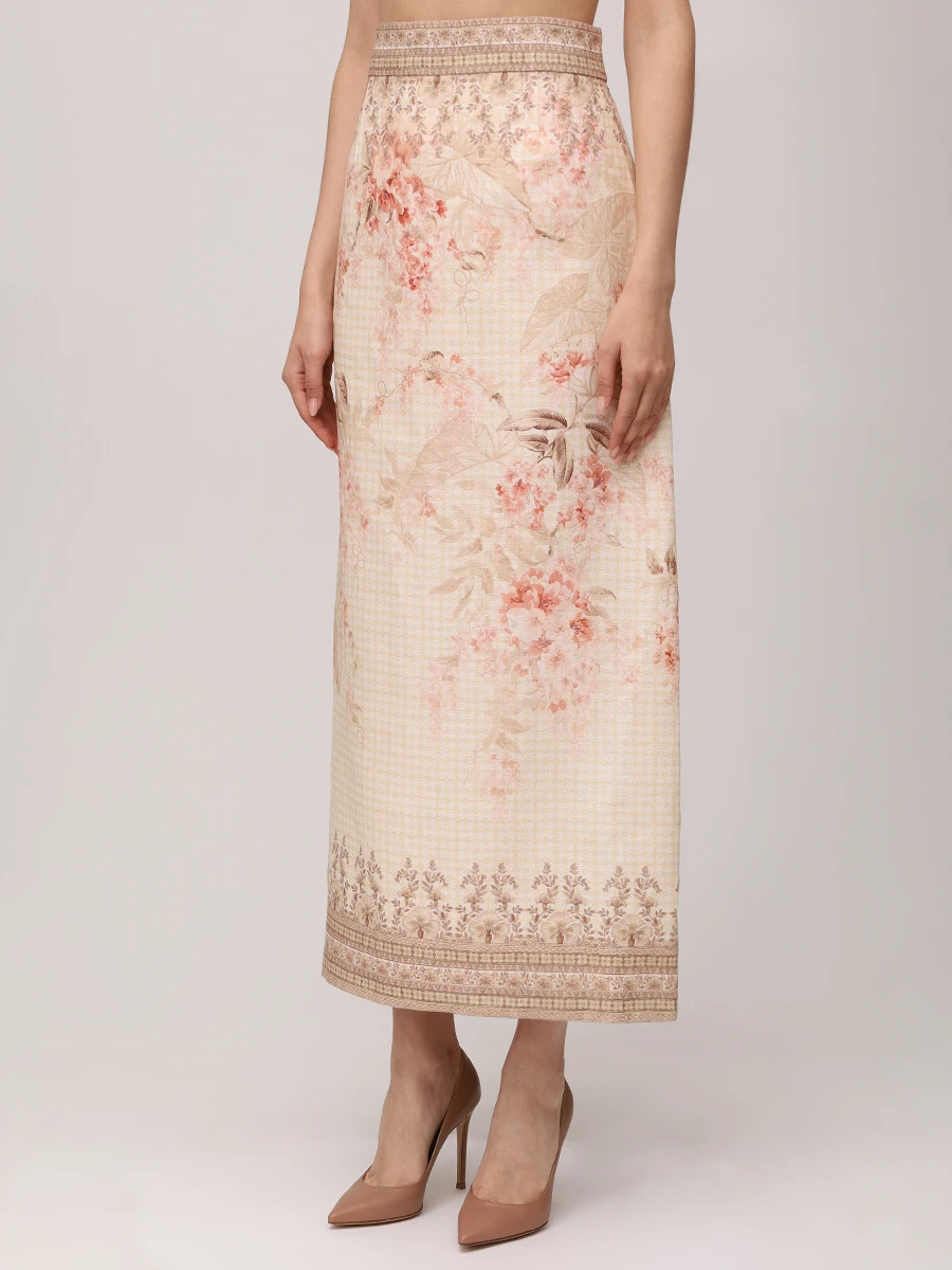 Юбка льняная ZIMMERMANN 9995SS251 Цветочный принт  Фото 4
