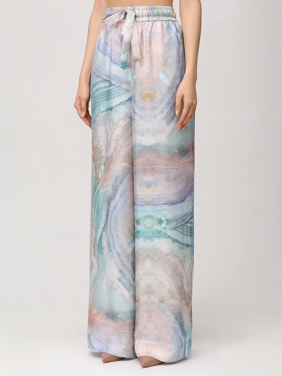 Брюки шелковые ZIMMERMANN 4021PS251 Голубой  Фото 4