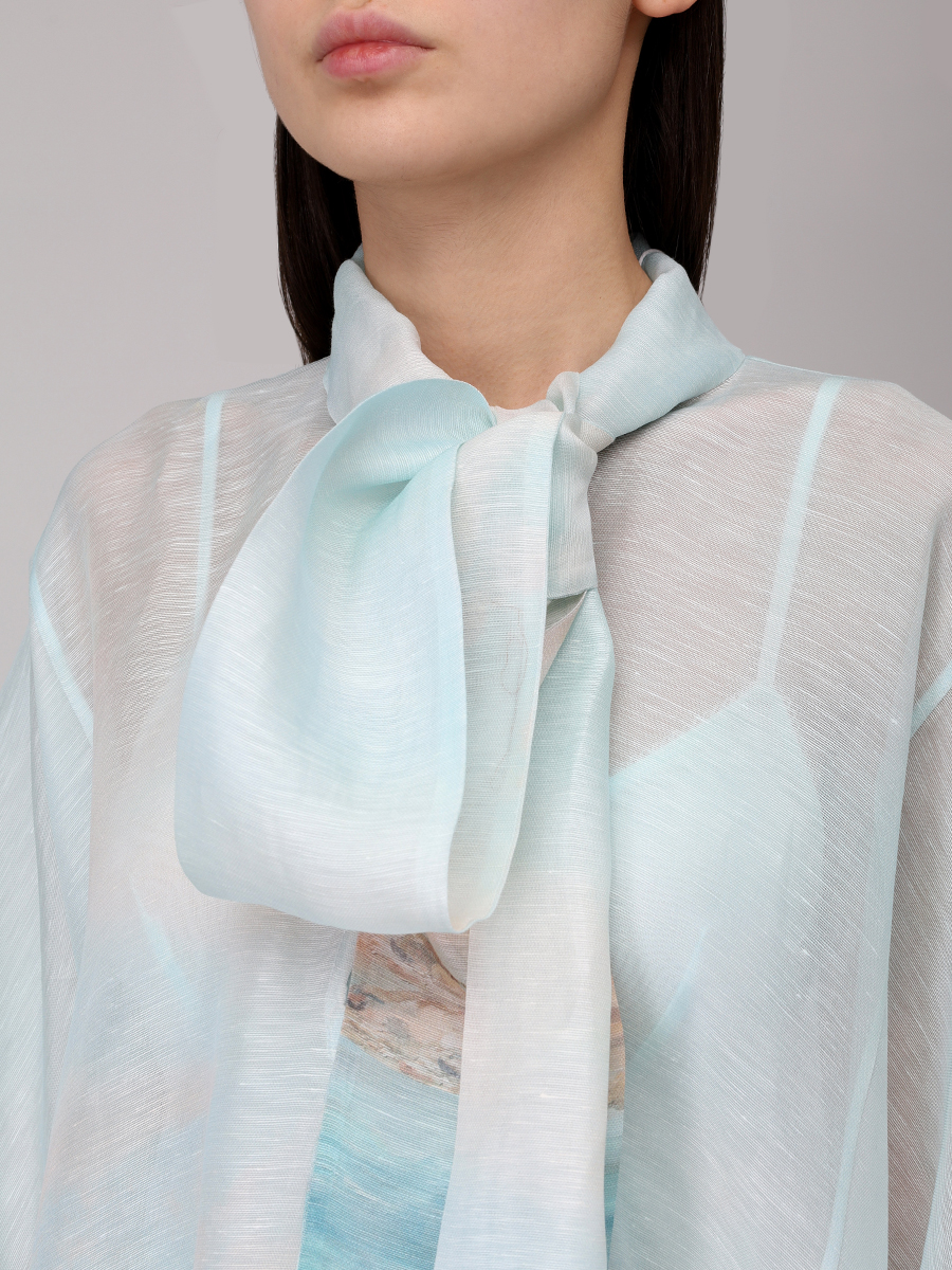 Платье из шелка и льна ZIMMERMANN 1404DS251 Голубой  Фото 5