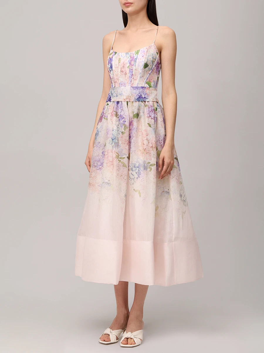 Платье из шелка и льна ZIMMERMANN 6403DS252 Принт  Фото 4