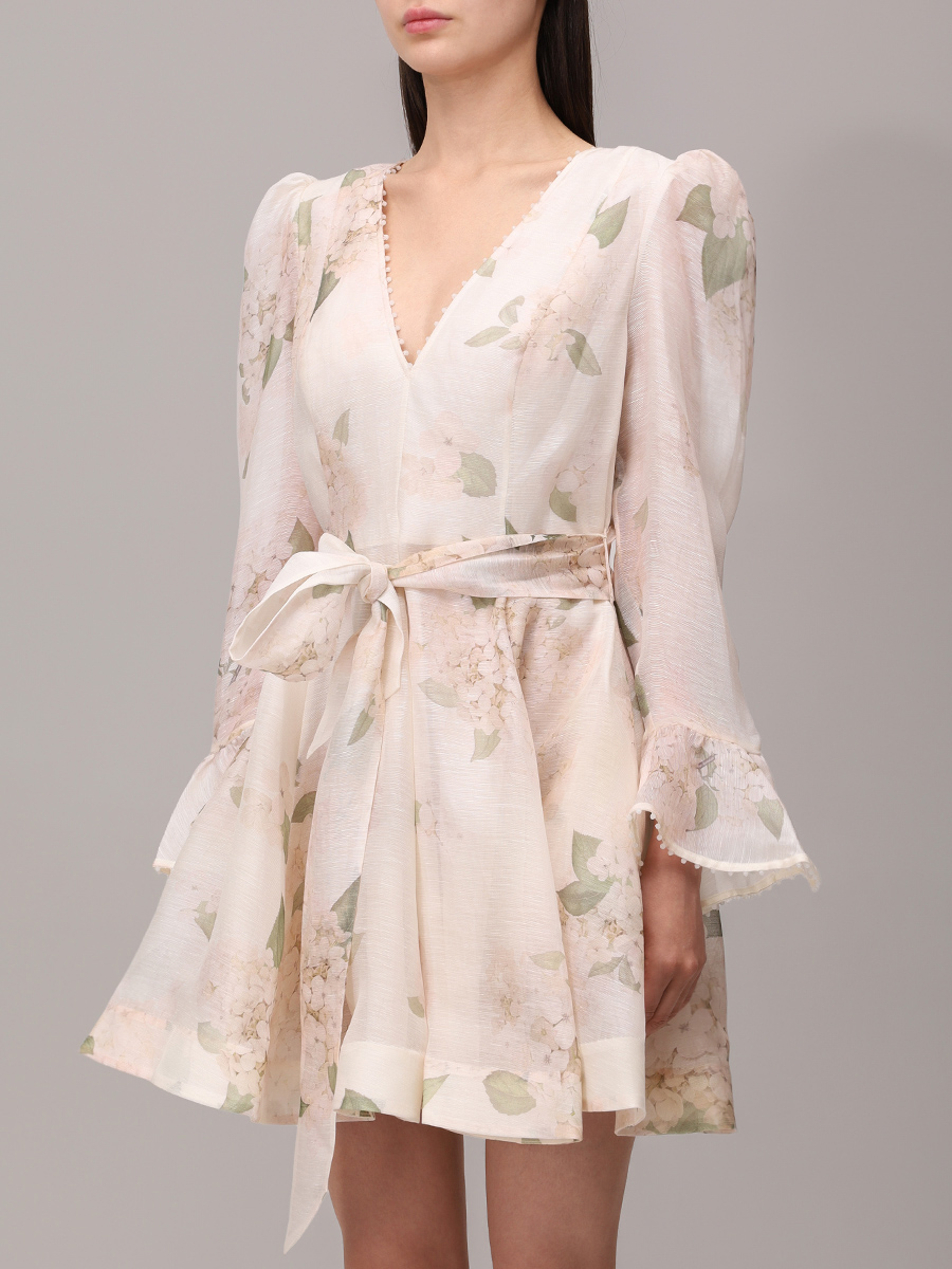 

Платье изо льна и шелка, Белый, 4693DS253