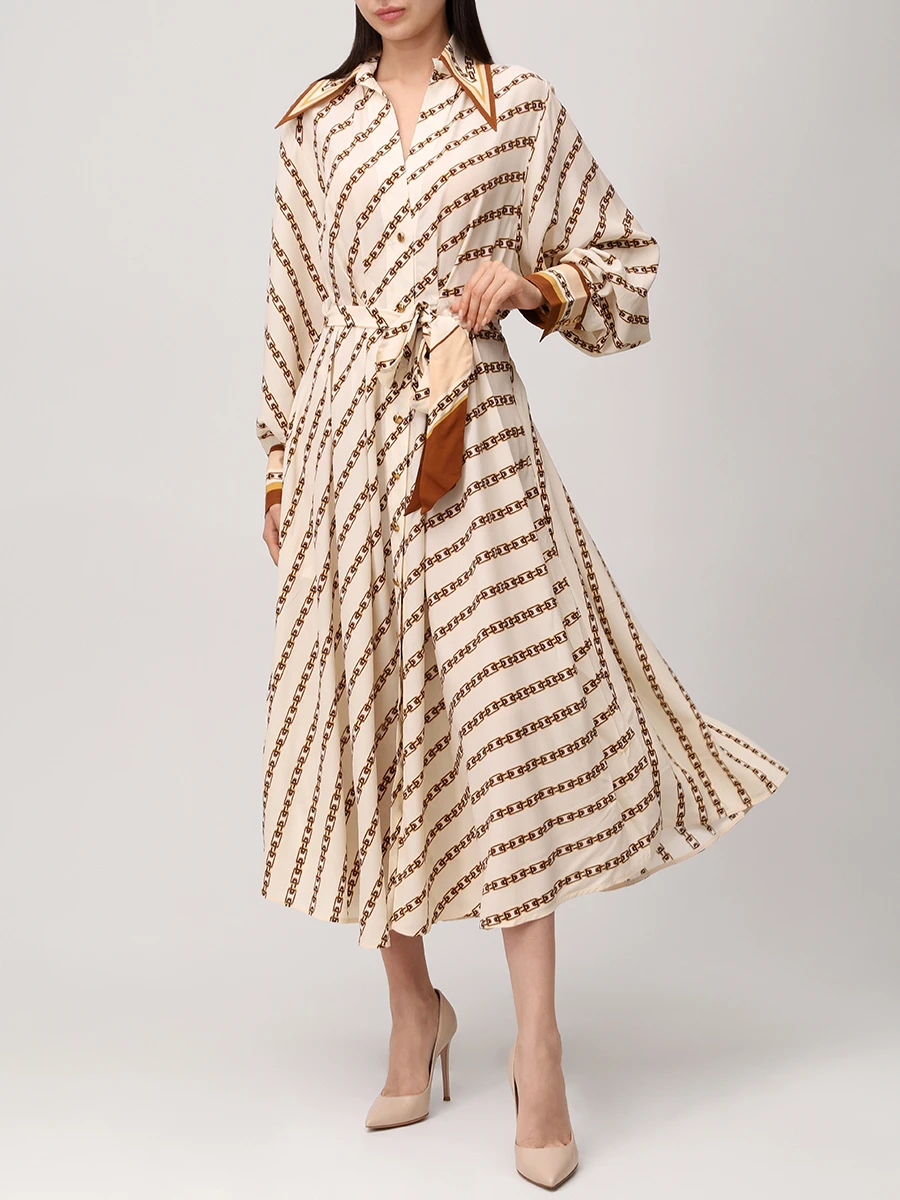 Платье из вискозы и шелка ZIMMERMANN 4182DS25R Кремовый  Фото 2