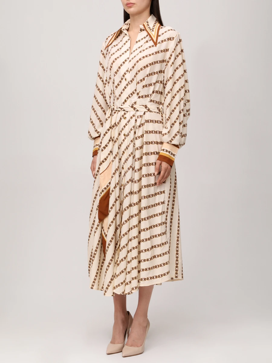 Платье из вискозы и шелка ZIMMERMANN 4182DS25R Кремовый  Фото 4