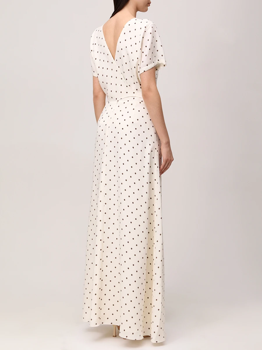 Платье из шелка и вискозы SASHAVERSE D266/CH/5202G.113/SS25 Молочный Горох  Фото 3