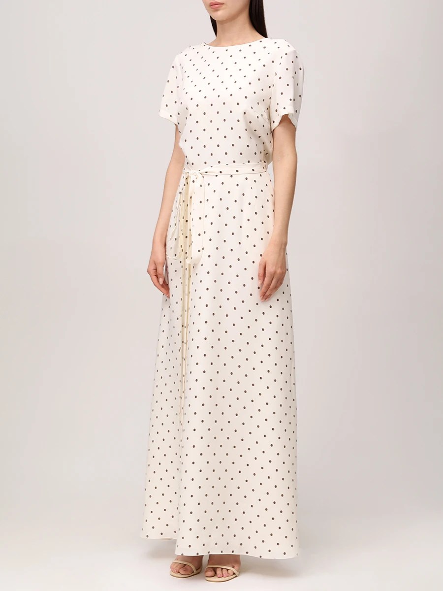 Платье из шелка и вискозы SASHAVERSE D266/CH/5202G.113/SS25 Молочный Горох  Фото 4