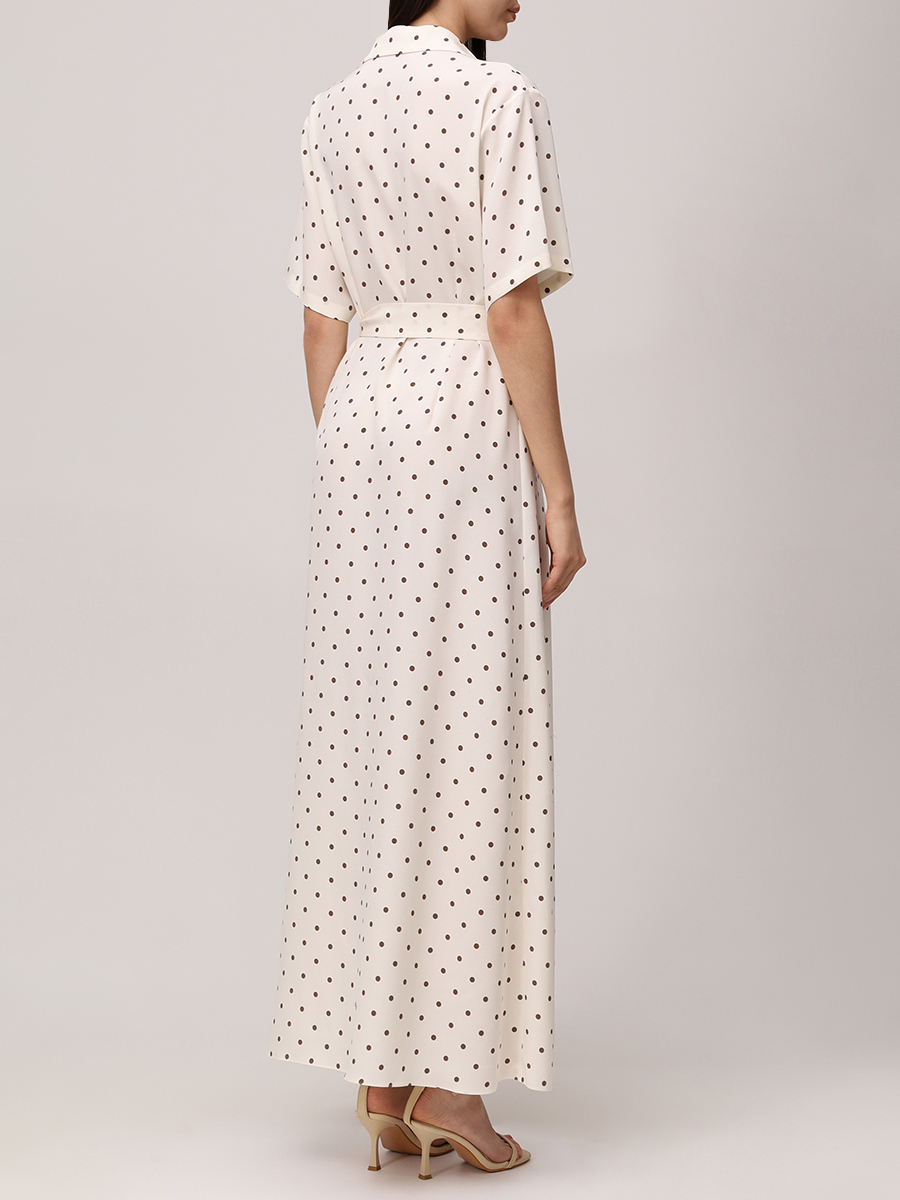 

Платье из шелка и вискозы, Горох, D265/CH/5202G.113/SS25 Молочный