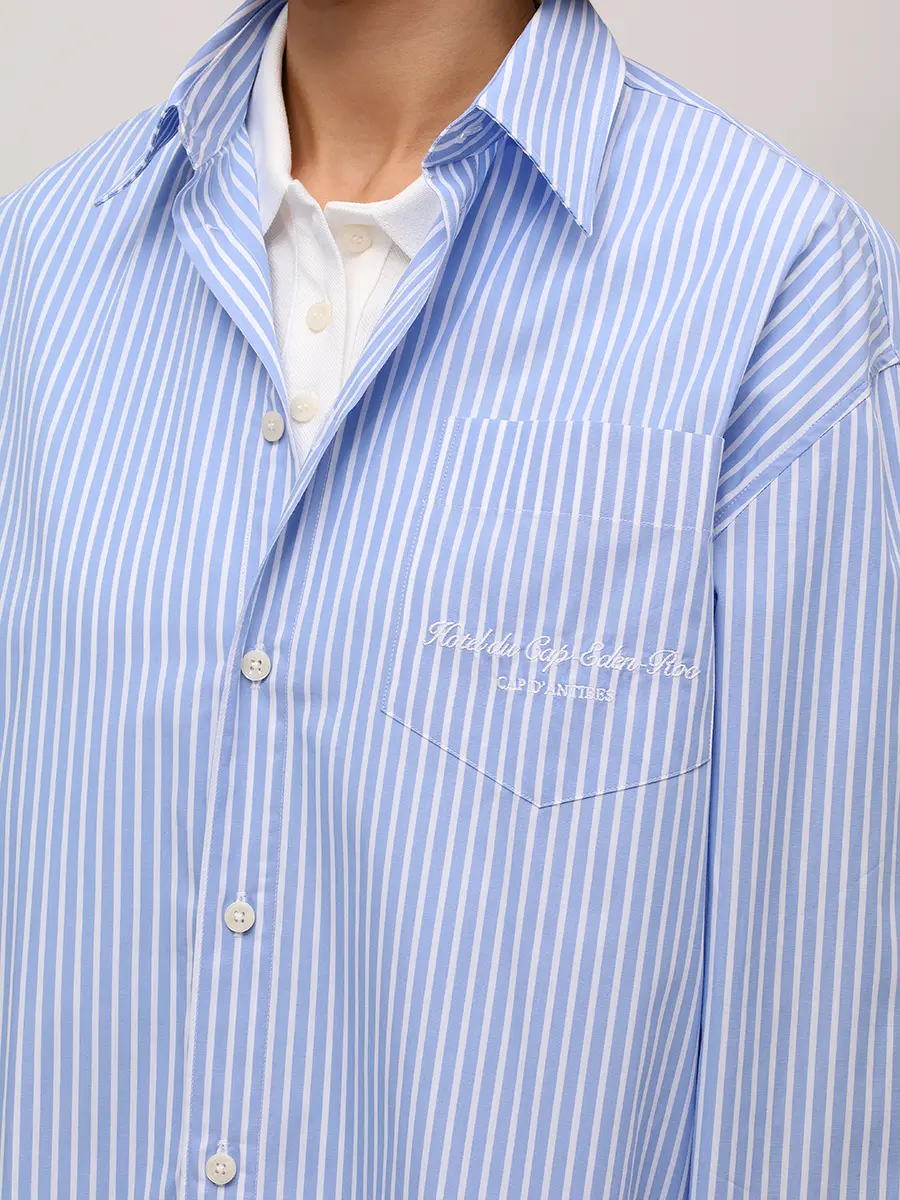 Рубашка хлопковая SPORTY & RICH SI00760673ST61/3878 Голубой  Фото 5