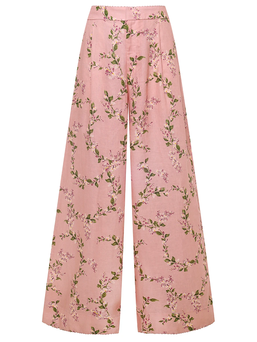 Брюки-палаццо льняные AGUA BY AGUA BENDITA 18382 Розовый 