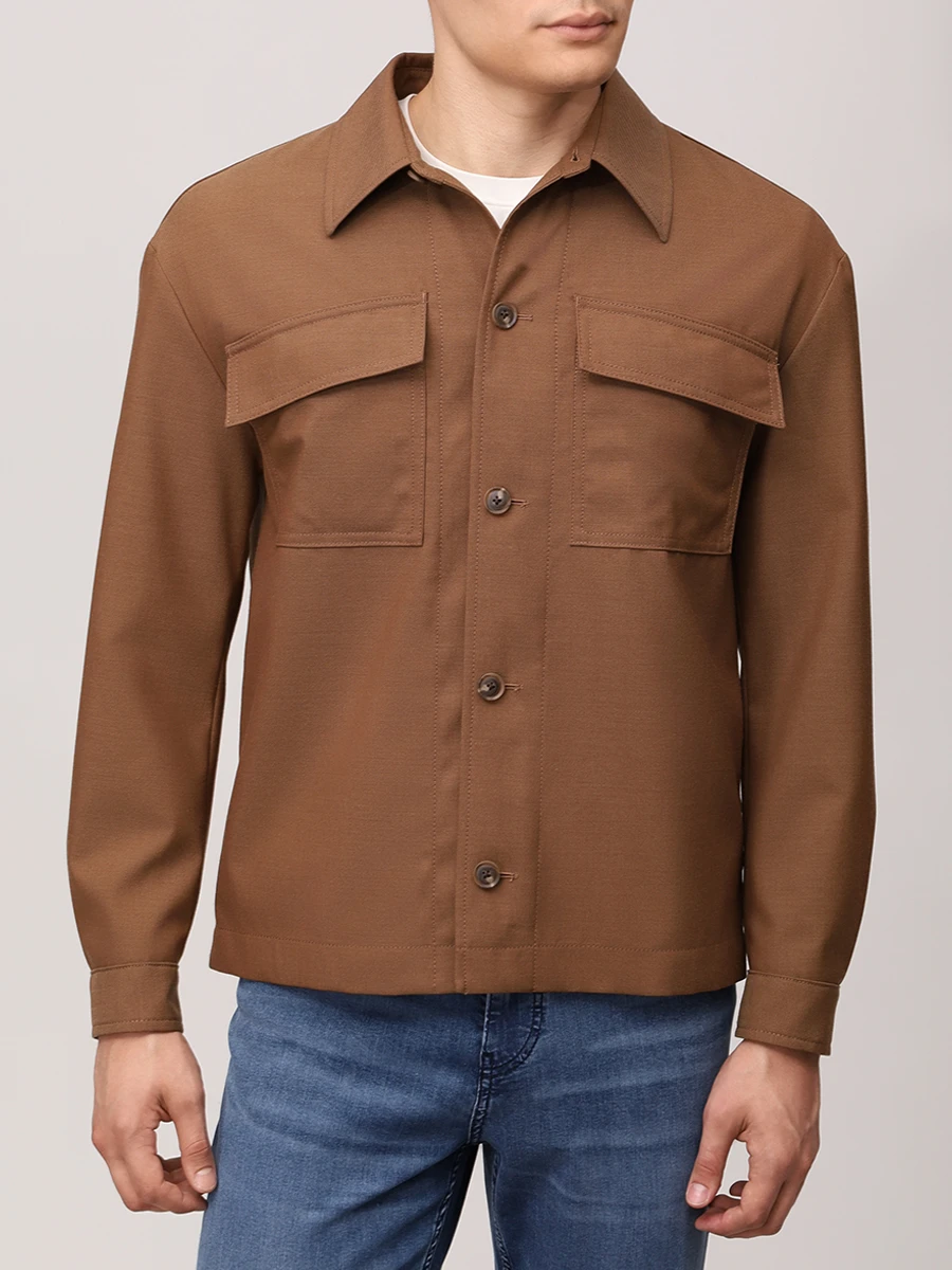 Рубашка Regular Fit шерстяная BOSS 50545810/217 Коричневый  Фото 4