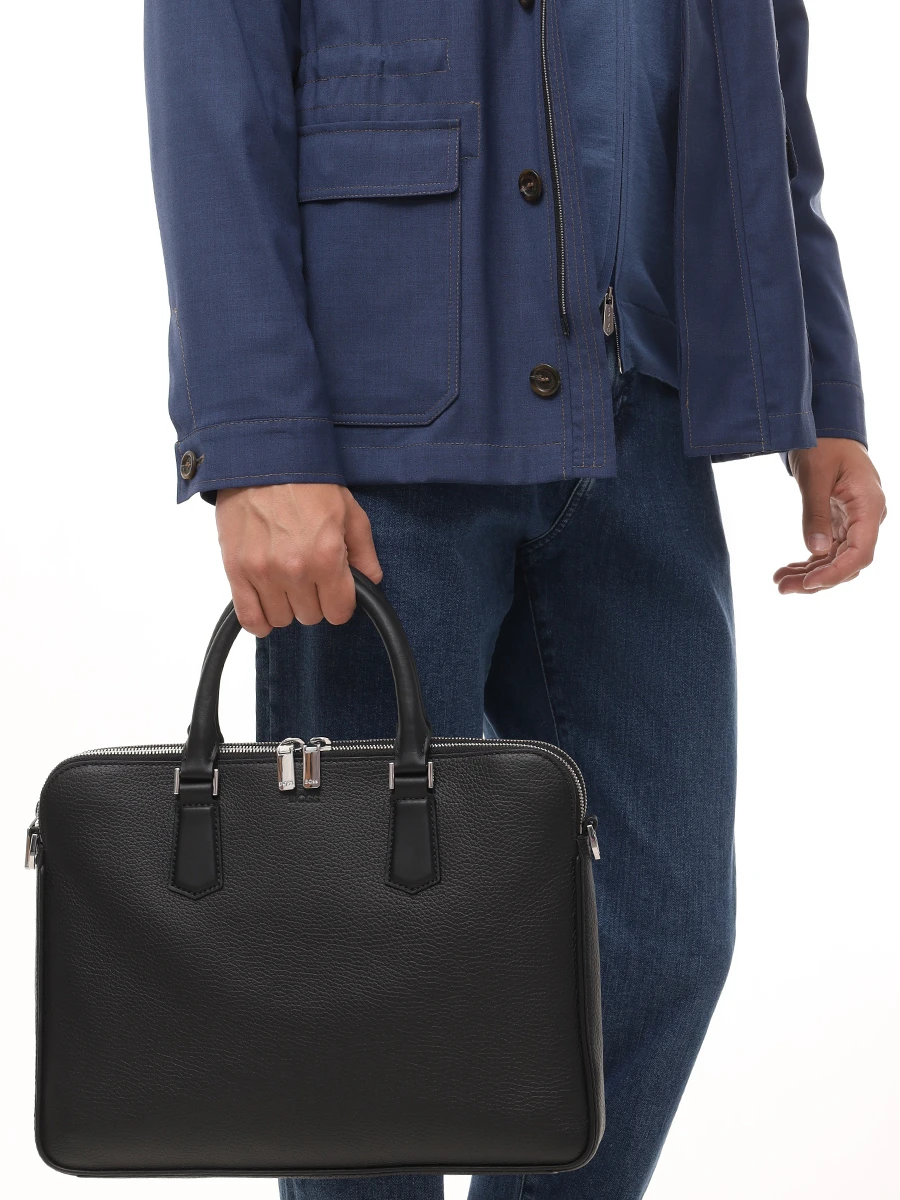 Сумка кожаная BOSS 50529302/001 Черный  Фото 2
