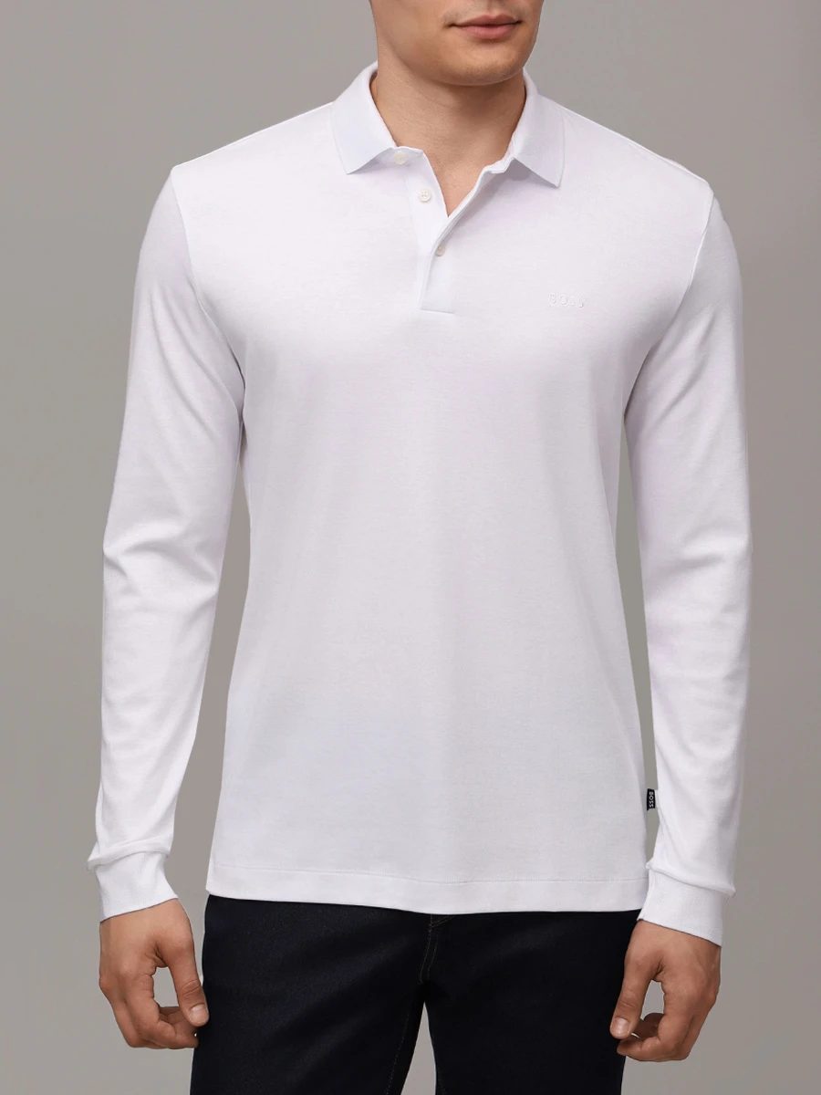 Поло хлопковое BOSS 50468392/100 Белый  Фото 4