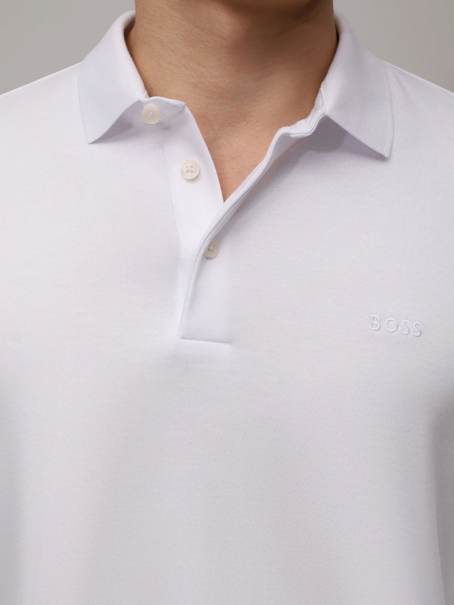 Поло хлопковое BOSS 50468392/100 Белый  Фото 5