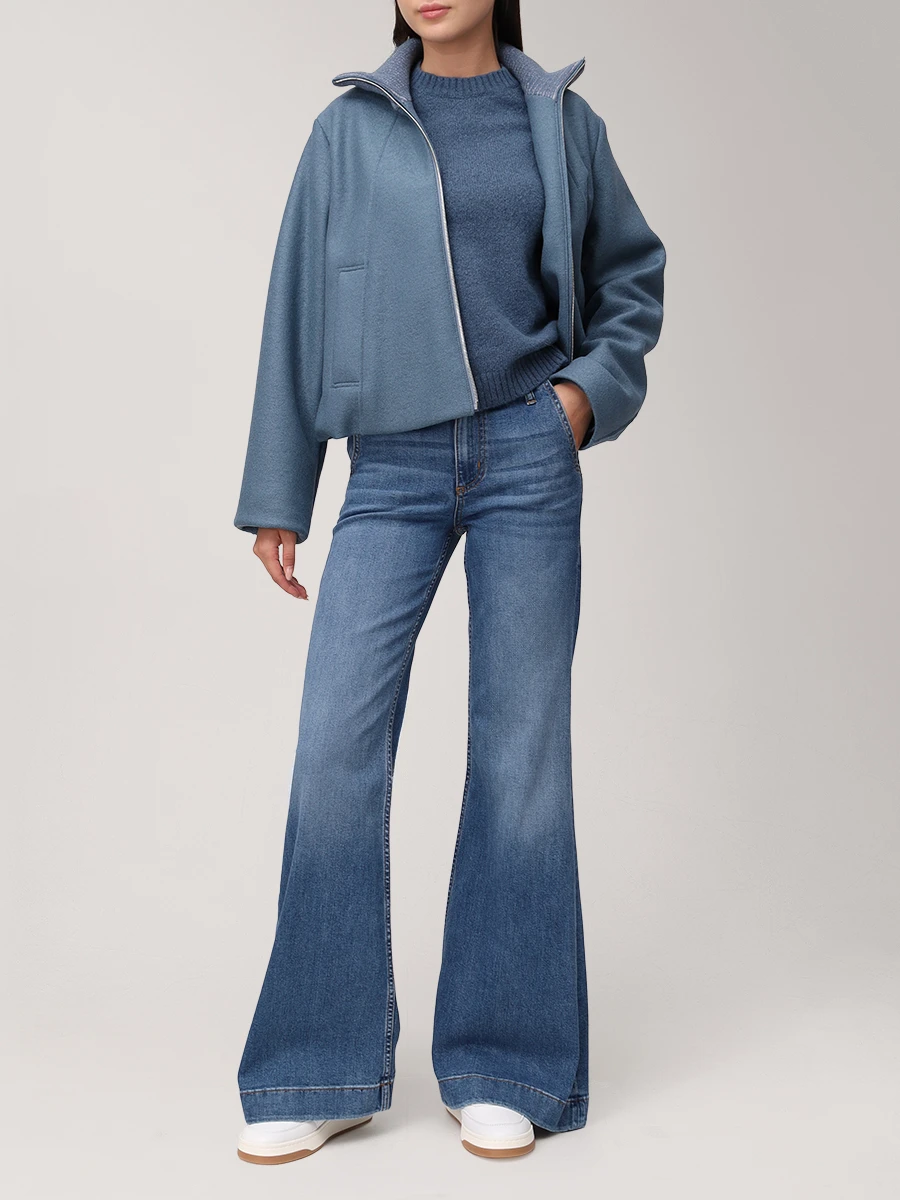 Джинсы-клеш хлопковые BOSS 50542553/412 Синий  Фото 2