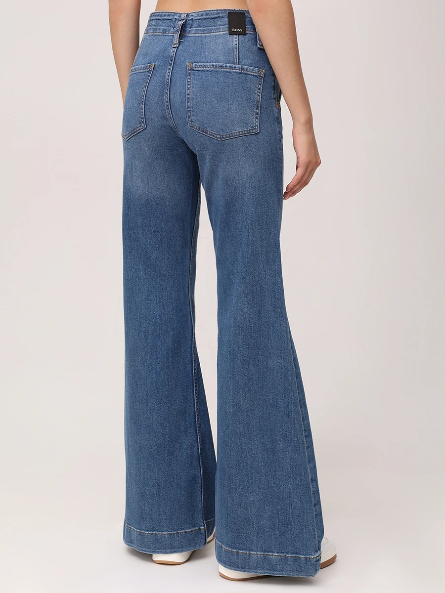 Джинсы-клеш хлопковые BOSS 50542553/412 Синий  Фото 3