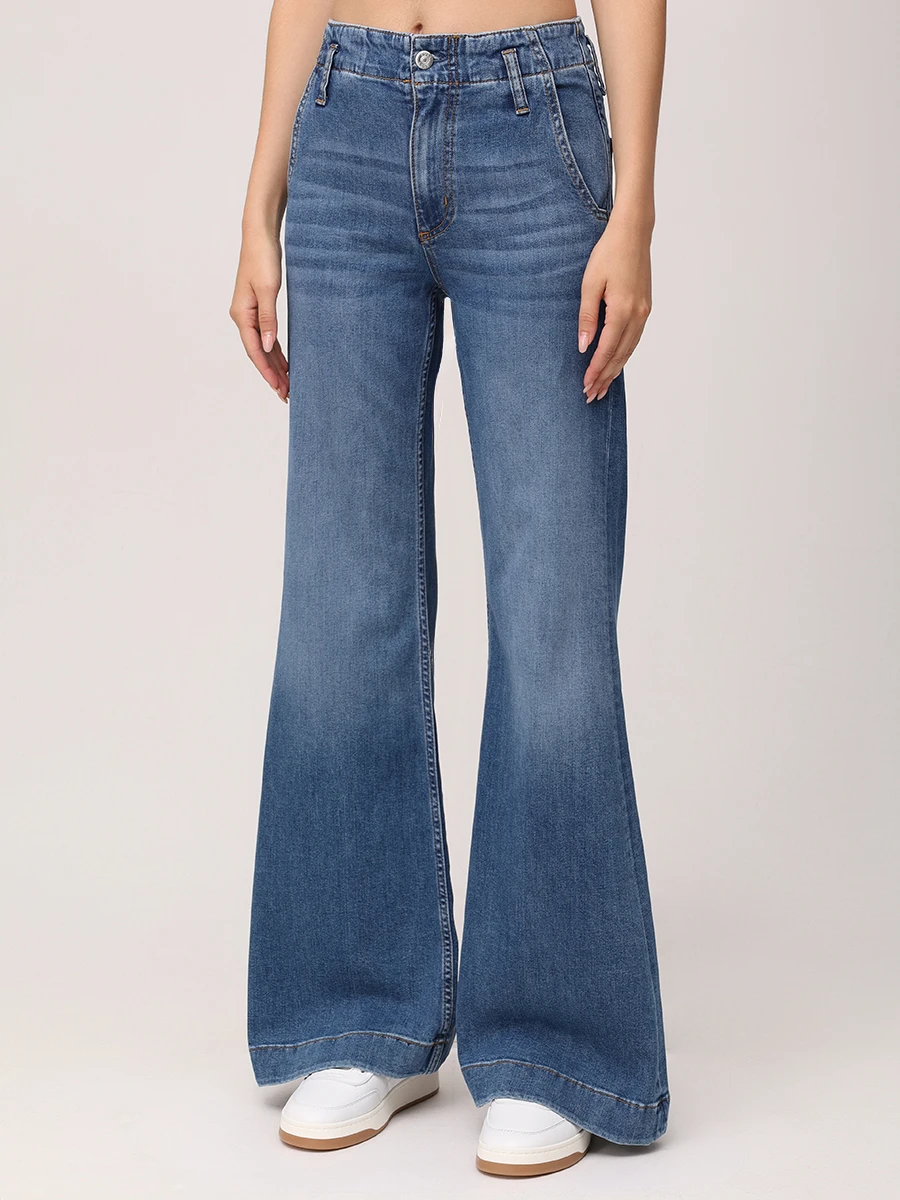 Джинсы-клеш хлопковые BOSS 50542553/412 Синий  Фото 4