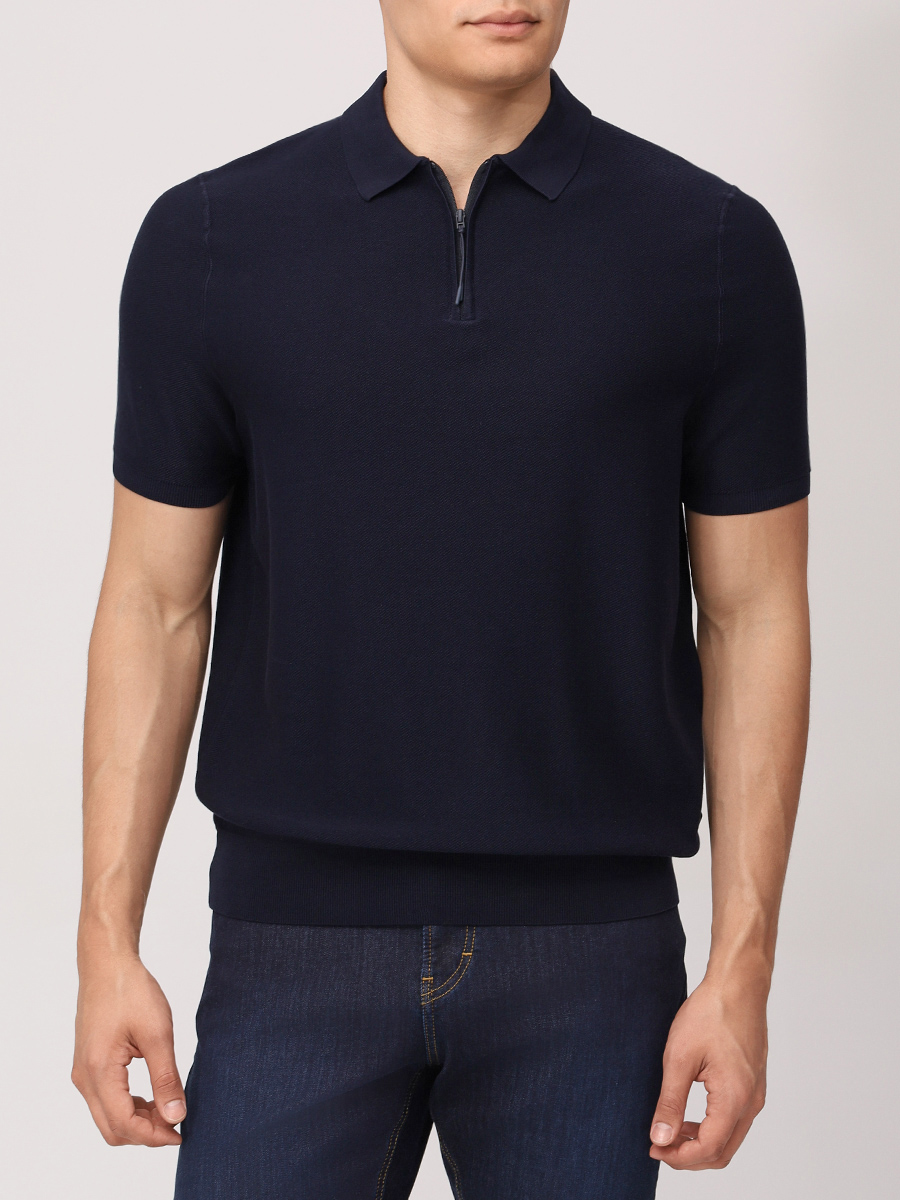 Поло хлопковое BOSS 50543149/404 Синий  Фото 4