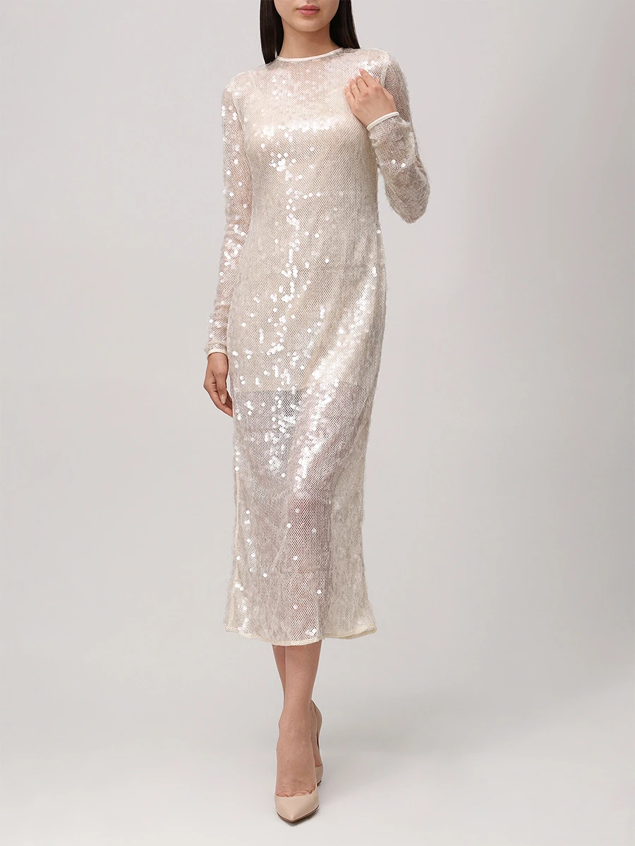 Платье с пайетками DAVID KOMA RE25DK56D Кремовый  Фото 2