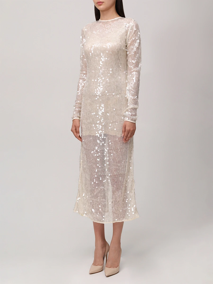 Платье с пайетками DAVID KOMA RE25DK56D Кремовый  Фото 4