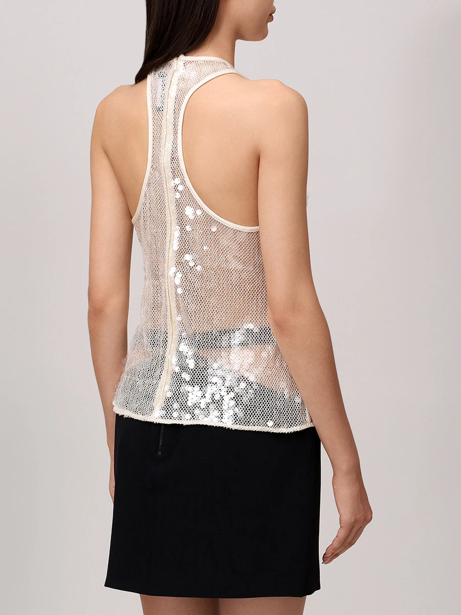 Топ с пайетками DAVID KOMA RE25DK83T Кремовый  Фото 3
