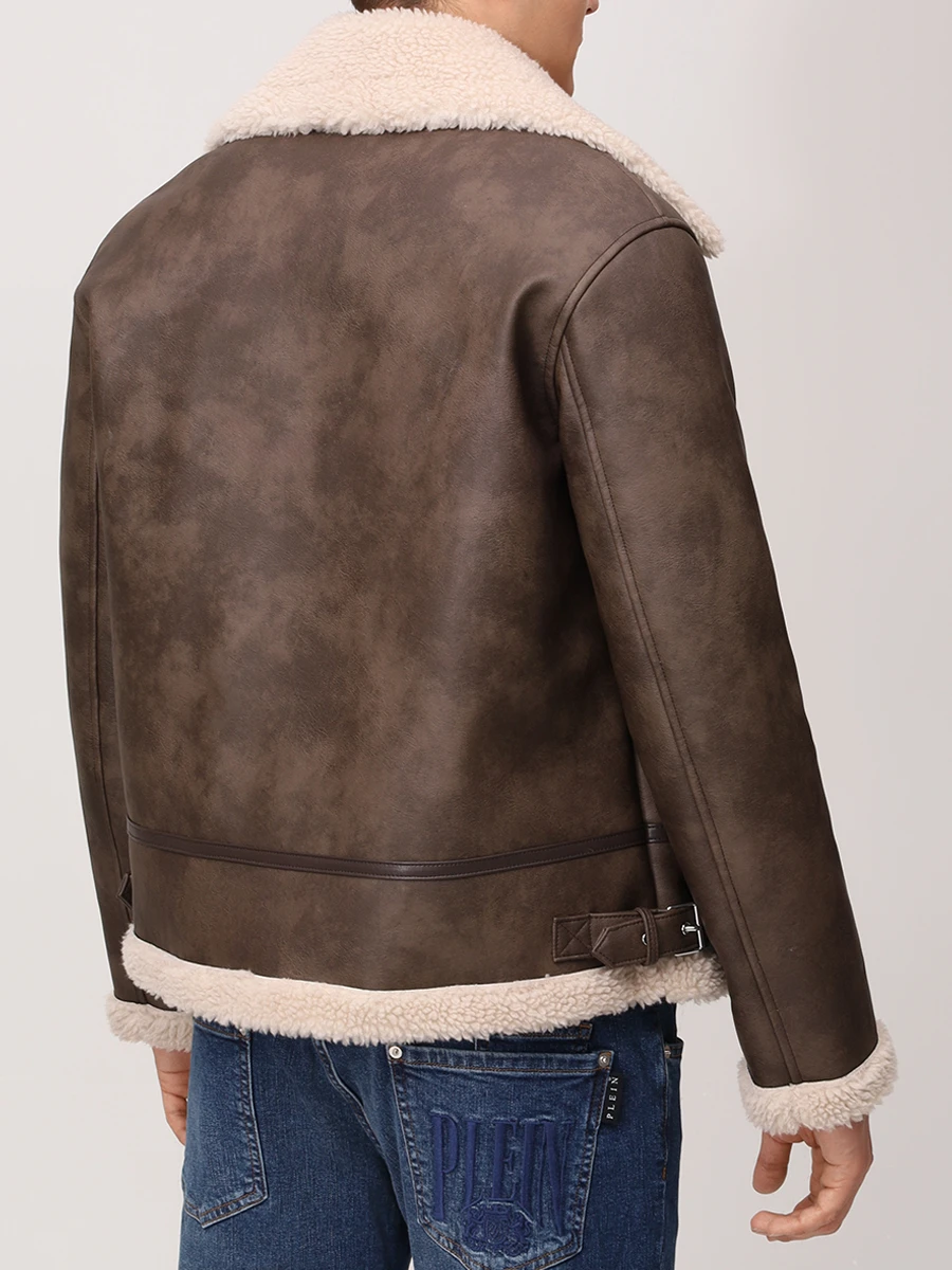Дубленка из экомеха PHILIPP PLEIN MRB2897/04 Коричневый  Фото 3