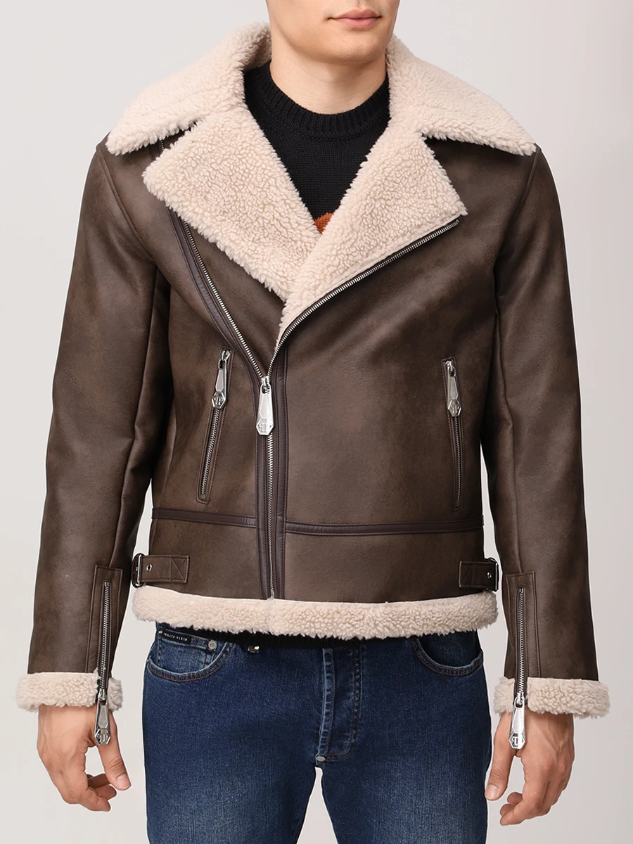 Дубленка из экомеха PHILIPP PLEIN MRB2897/04 Коричневый  Фото 4