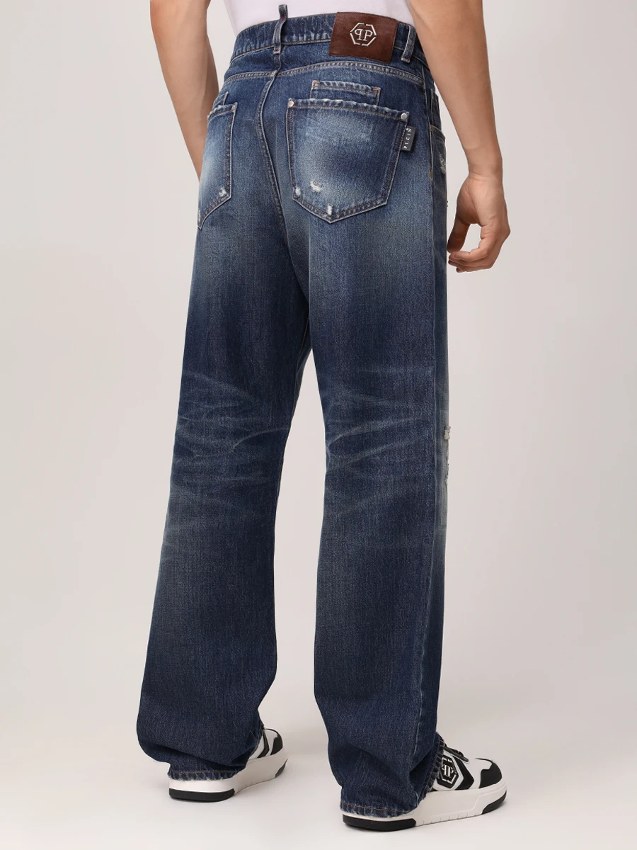 Джинсы Regular Fit хлопковые PHILIPP PLEIN MDT4142/07 Синий  Фото 3