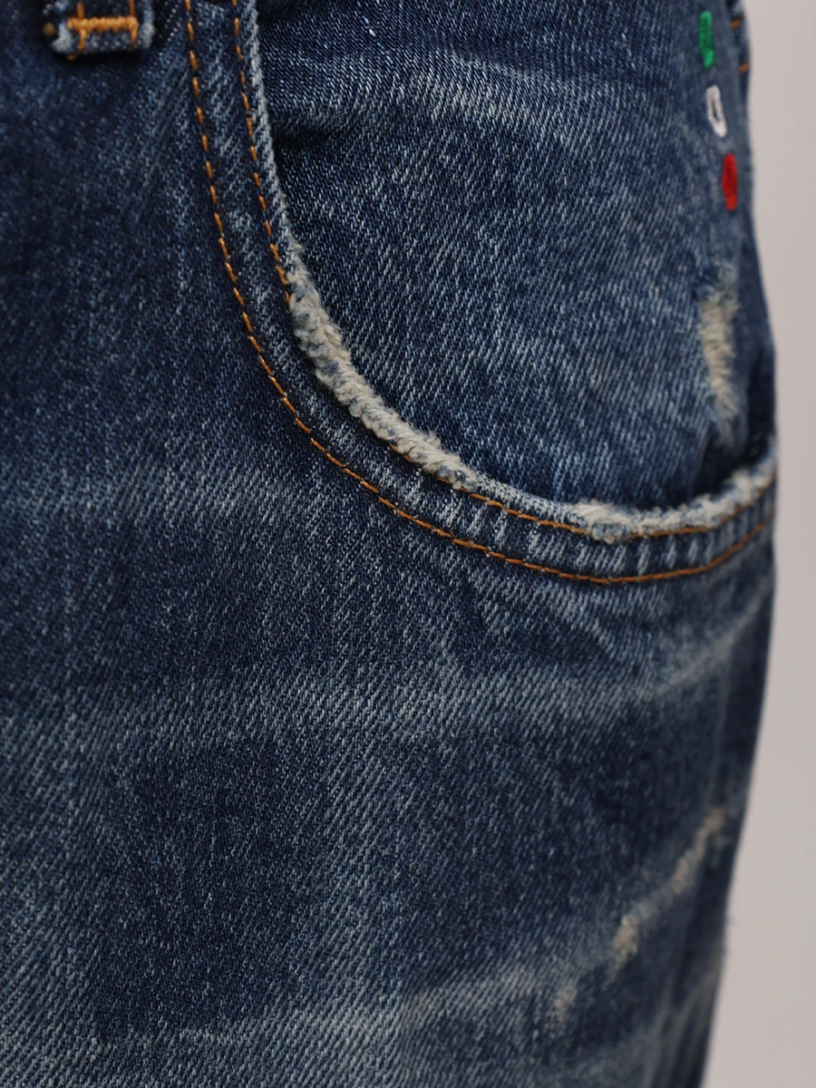 Джинсы Regular Fit хлопковые PHILIPP PLEIN MDT4142/07 Синий  Фото 6