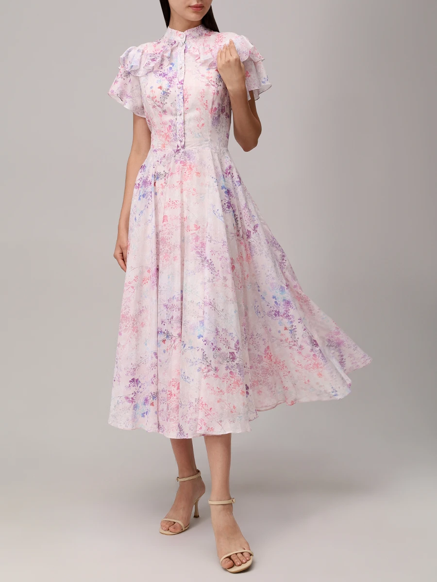 Платье из вискозы и хлопка ROSEVILLE SS253639P/PURPL Розовый  Фото 2