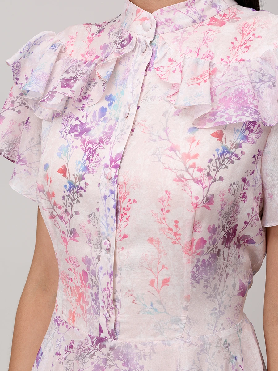 Платье из вискозы и хлопка ROSEVILLE SS253639P/PURPL Розовый  Фото 5