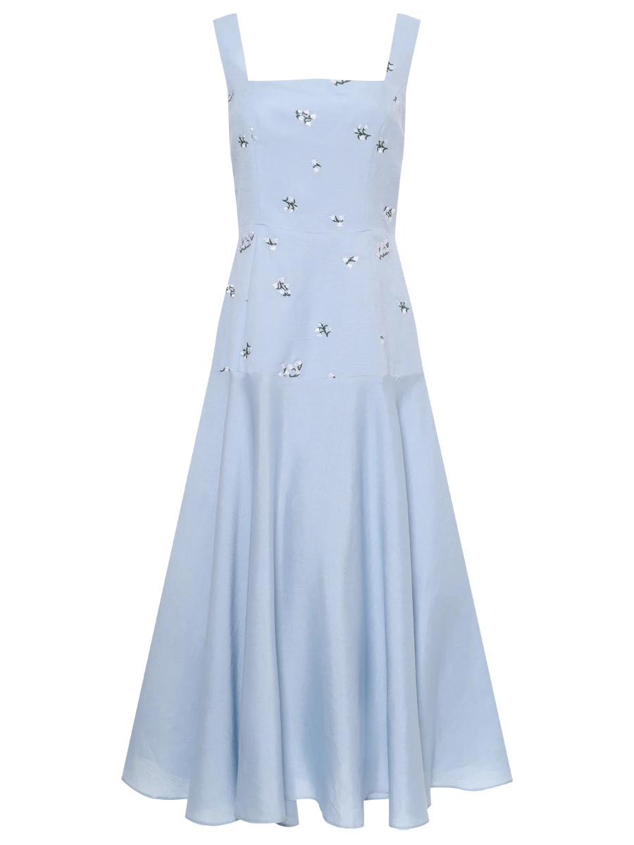 Платье изо льна и хлопка ROSEVILLE SS253642P/MLBLU Цветочный принт 