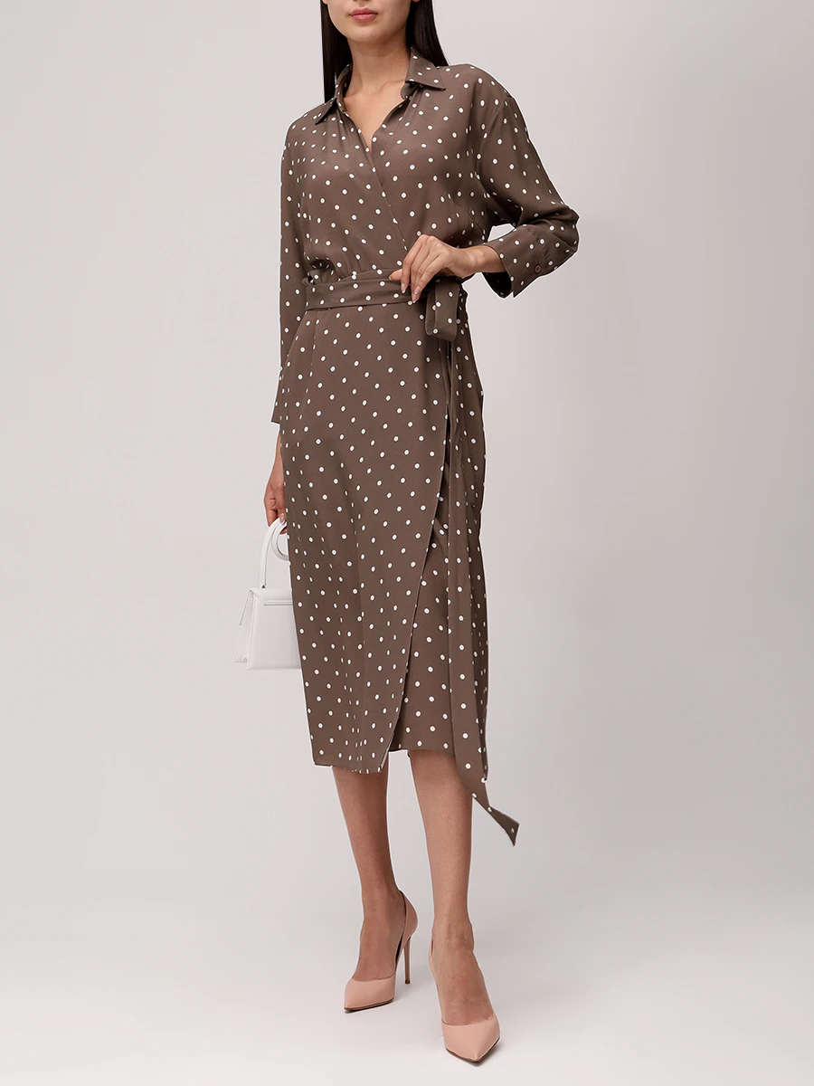 Платье из шелка и вискозы SASHAVERSE D267/CH/5202G.301/SS25 Коричневый  Фото 2