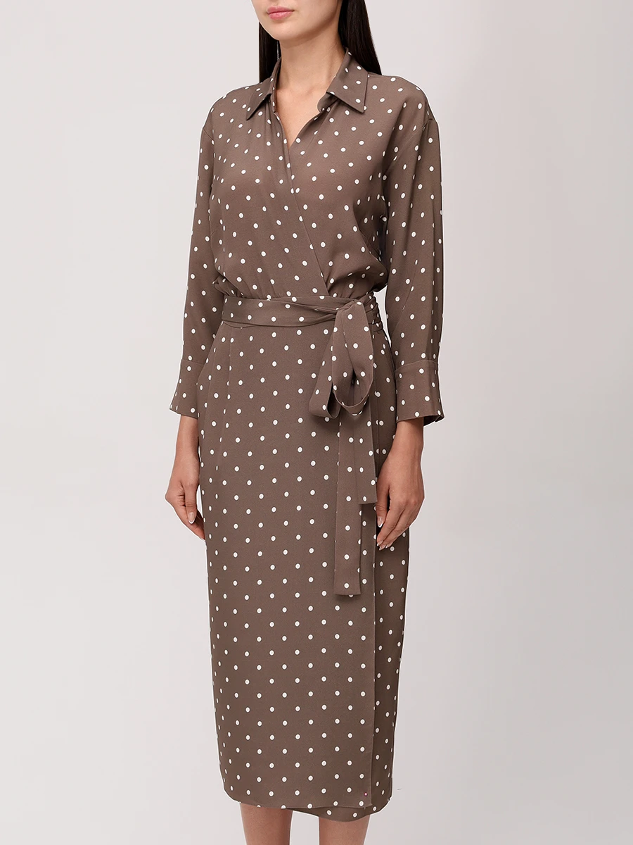 Платье из шелка и вискозы SASHAVERSE D267/CH/5202G.301/SS25 Коричневый  Фото 4