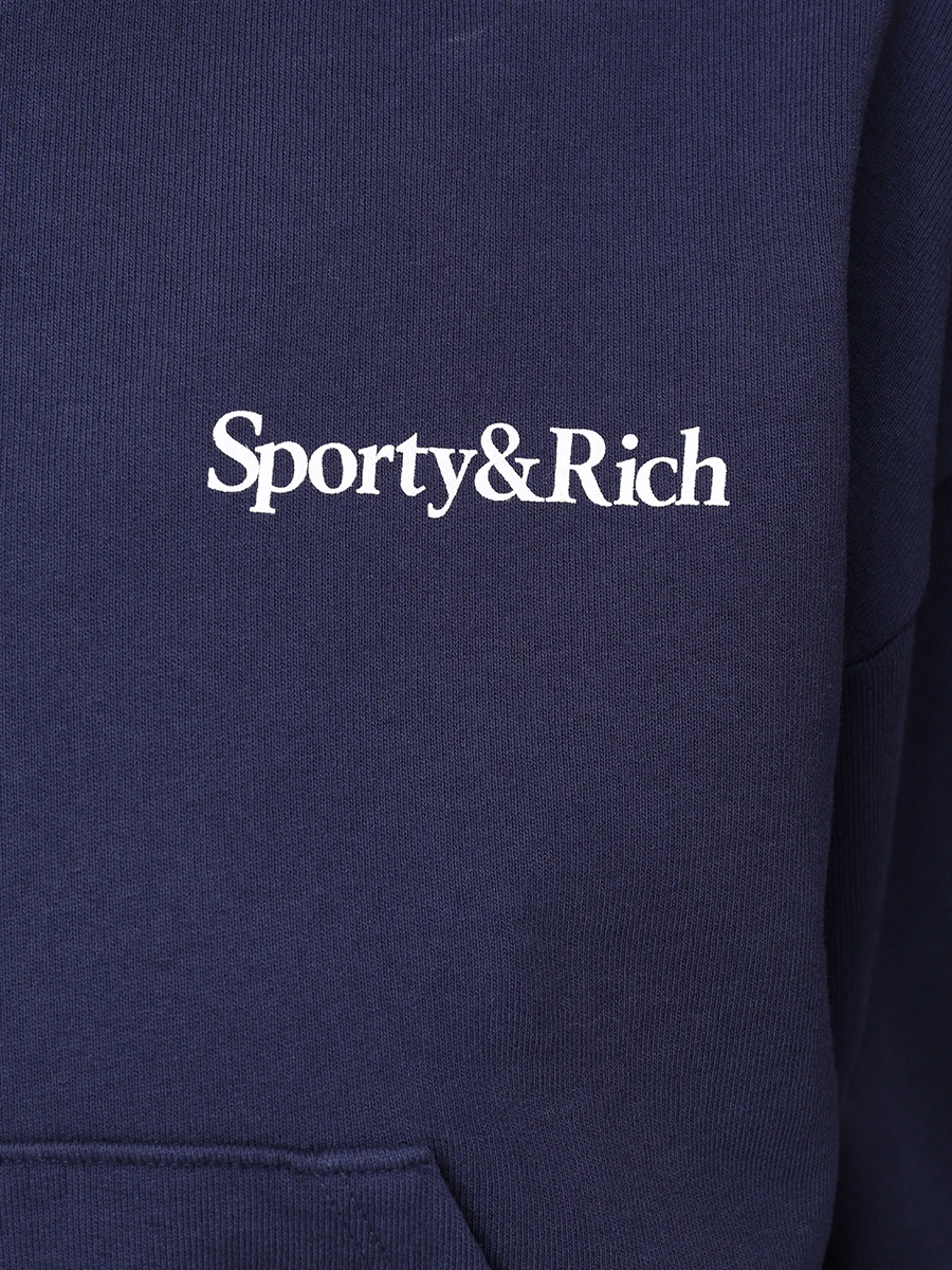 Худи хлопковое SPORTY & RICH ST074602006BL106/3902 Синий  Фото 4