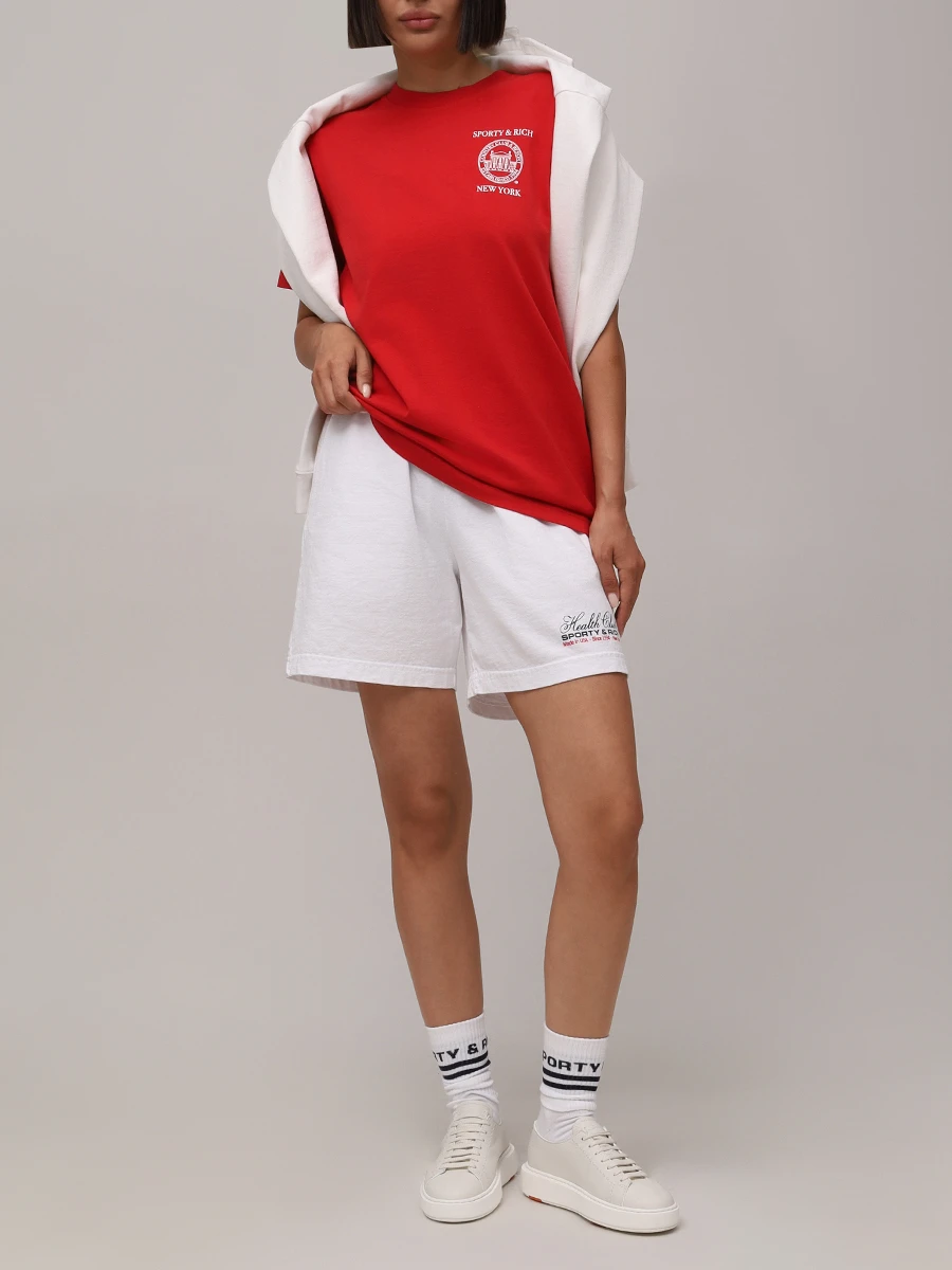 Шорты хлопковые SPORTY & RICH SH039602015WH01/48 Белый  Фото 2